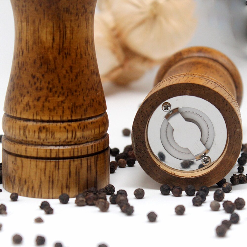 Oak Wood Pepper & Spice Mill Grinder Set with Ceramic Core
