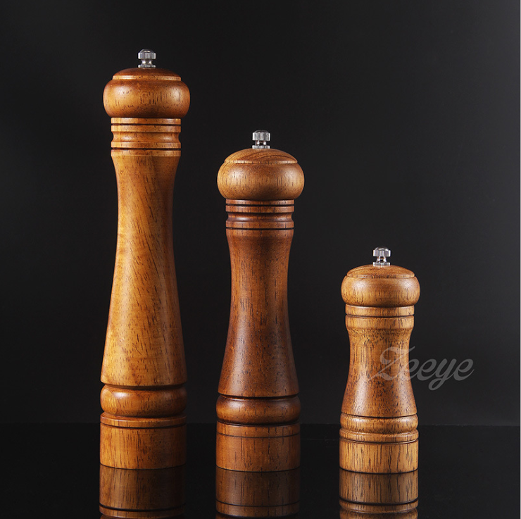 Oak Wood Pepper & Spice Mill Grinder Set with Ceramic Core