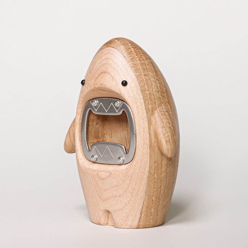 Solid Wood Shark Beer Bottle Opener