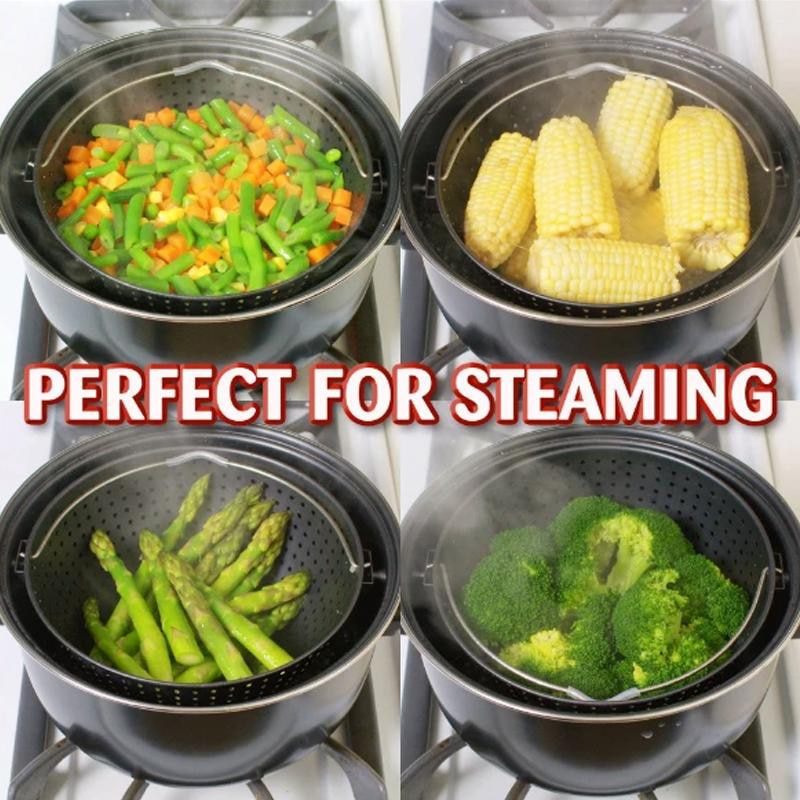 Stainless Steel Non-Stick Cooking Pot with Built-In Strainer