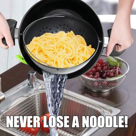 Stainless Steel Non-Stick Cooking Pot with Built-In Strainer