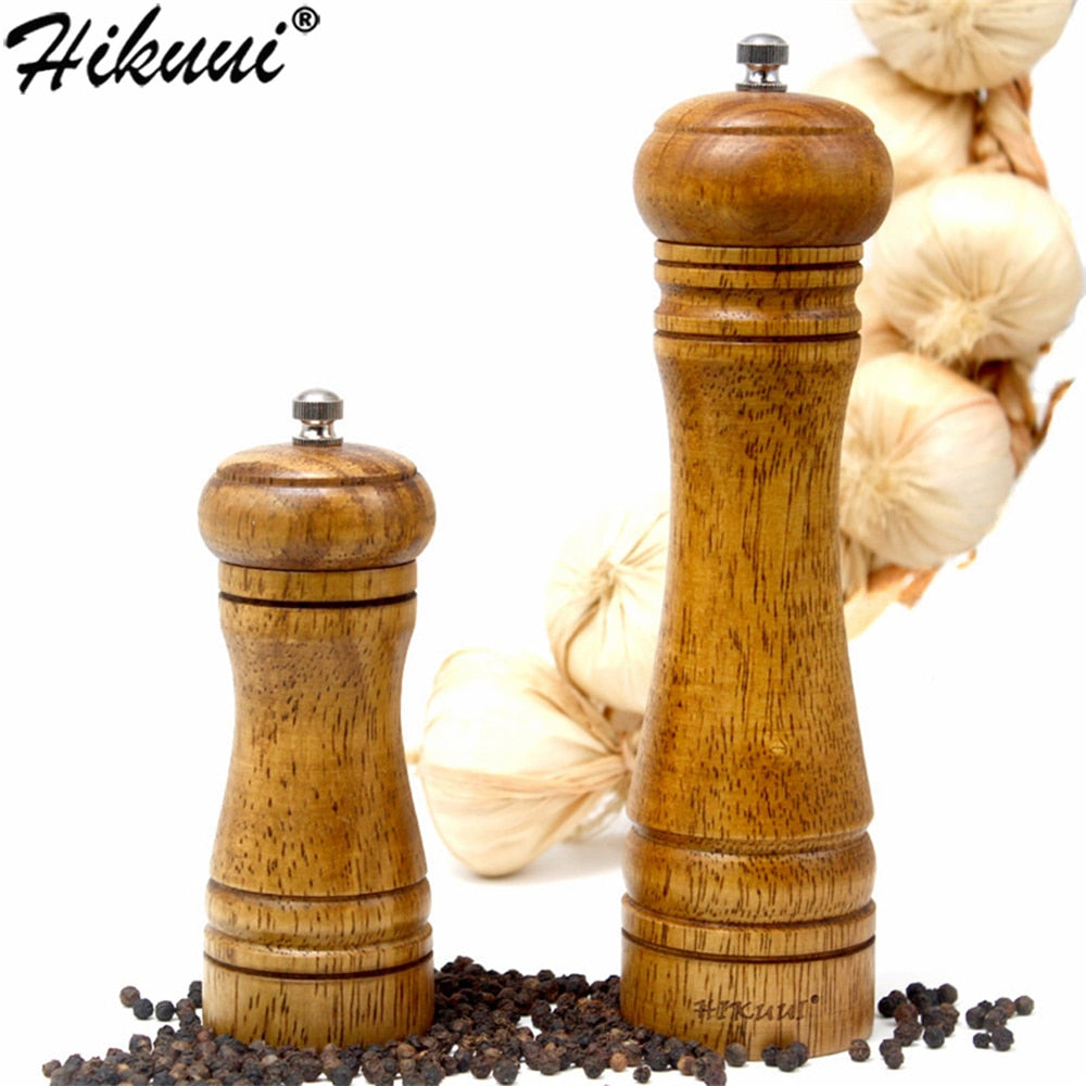 Oak Wood Pepper & Spice Mill Grinder Set with Ceramic Core