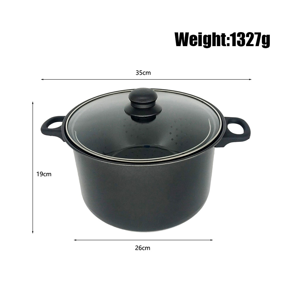 Stainless Steel Non-Stick Cooking Pot with Built-In Strainer