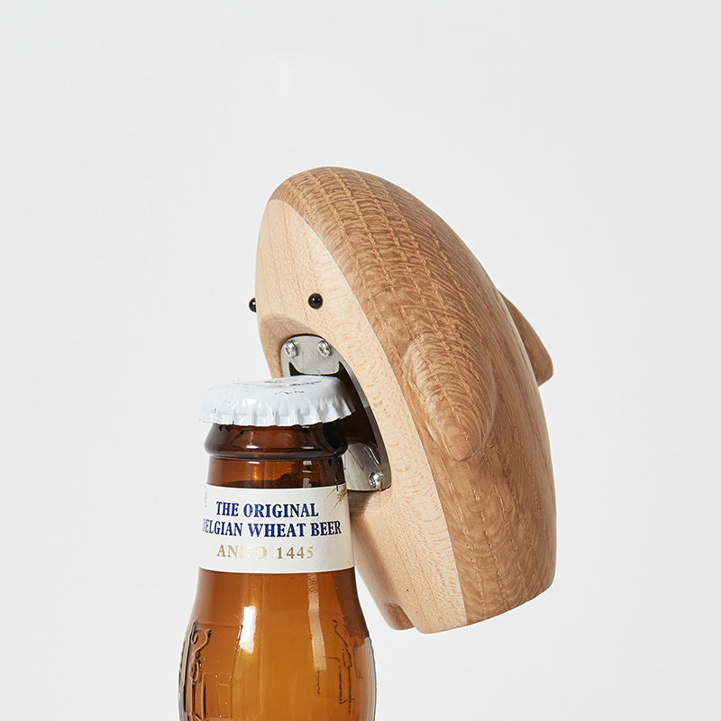 Solid Wood Shark Beer Bottle Opener