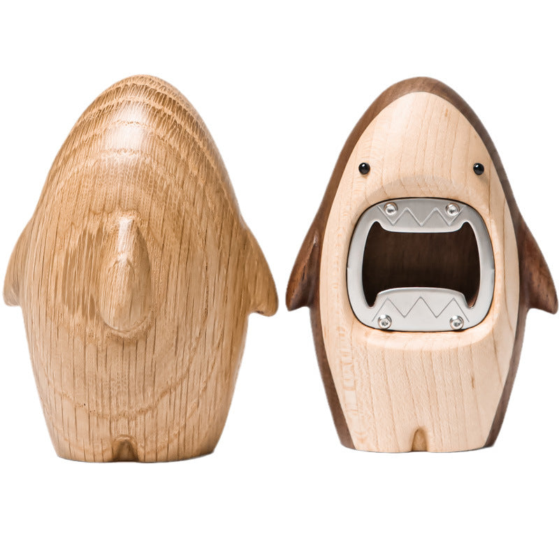 Solid Wood Shark Beer Bottle Opener