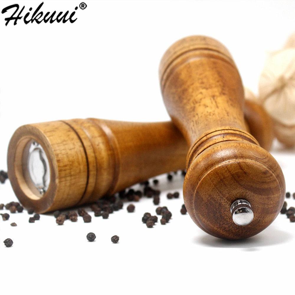 Oak Wood Pepper & Spice Mill Grinder Set with Ceramic Core